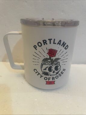 MiiR Camp Cup featuring a custom Portland: City of Rose skull insulated mug